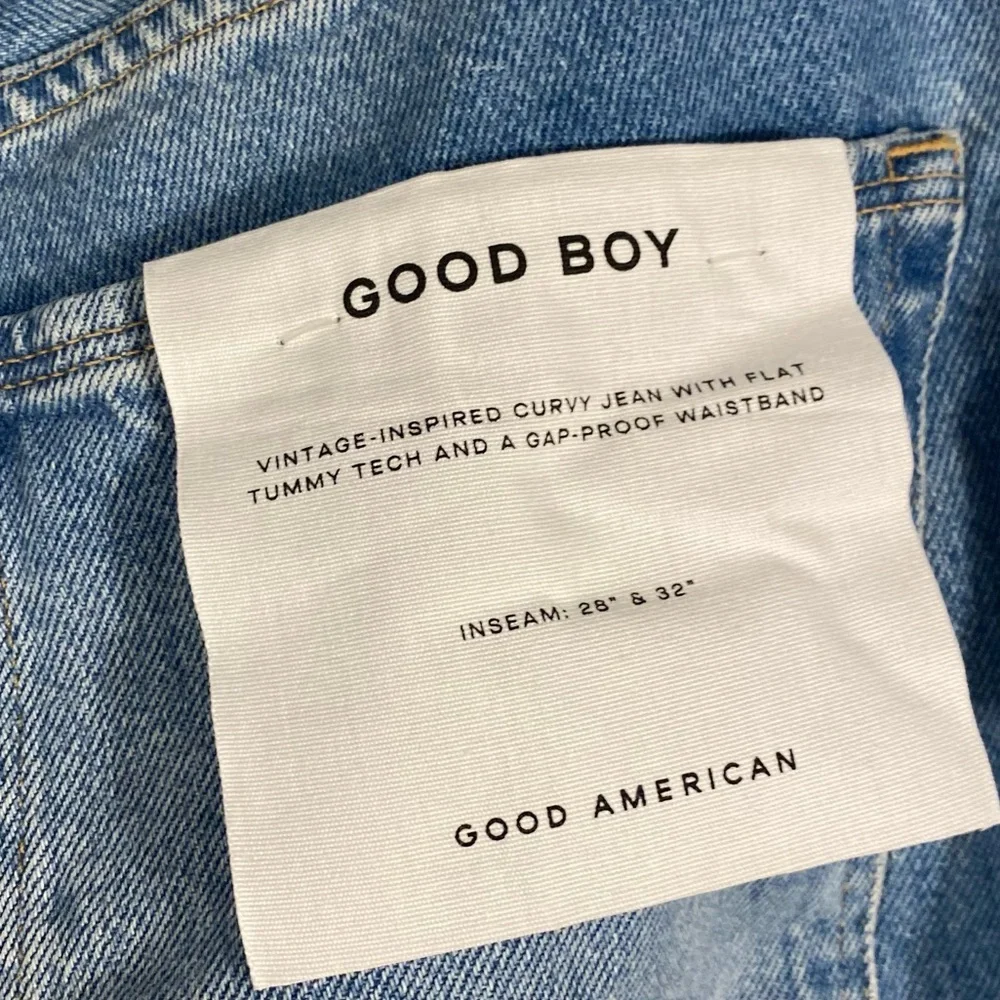 Good American Distressed Button Fly Good Boy Blue Jeans Sz 20 NWT - Picture 4 of 8